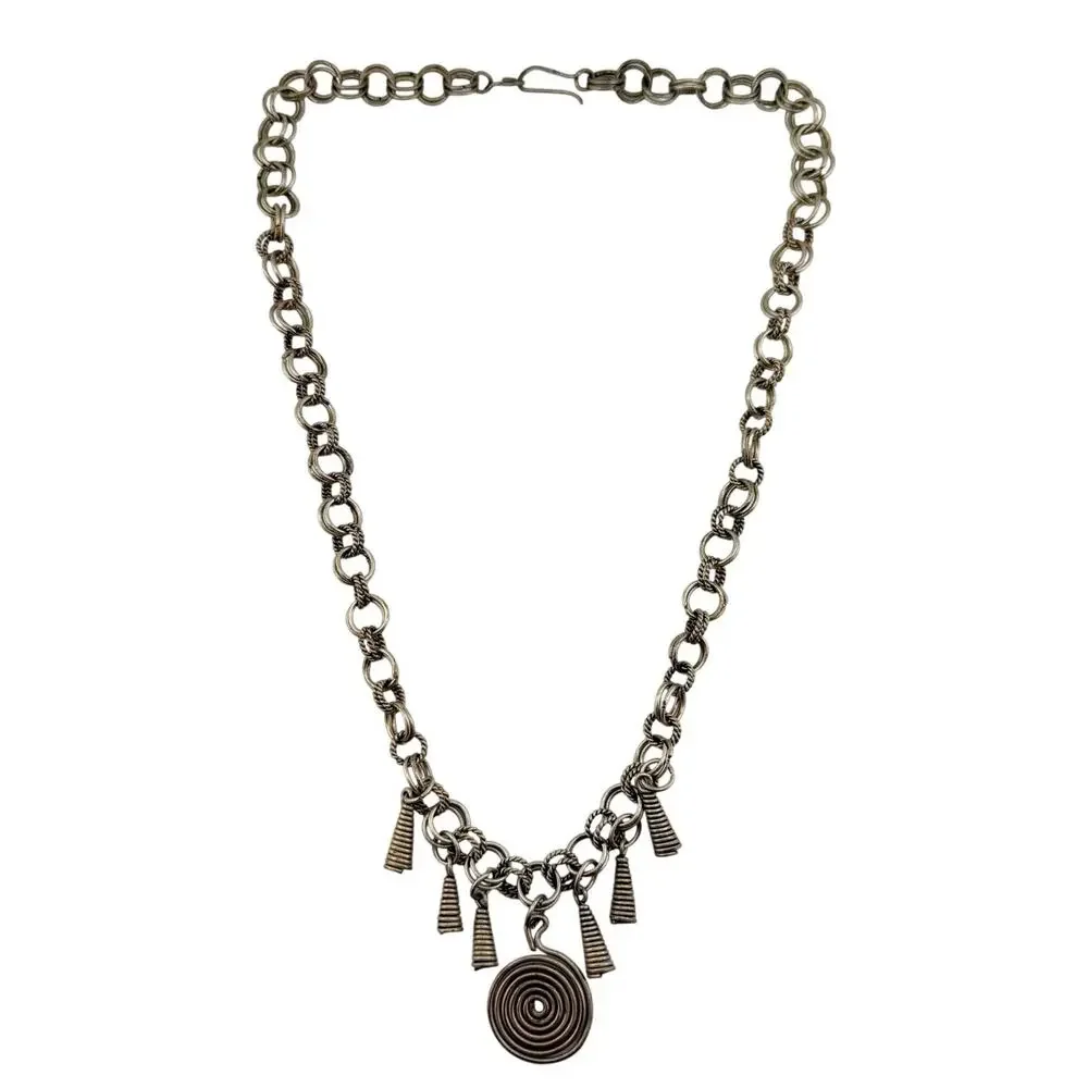 Vintage Handmade Boho Tribal Style Charm Pendant Silver Tone 22